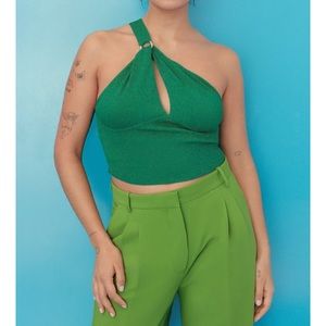 Gold buckle knit top